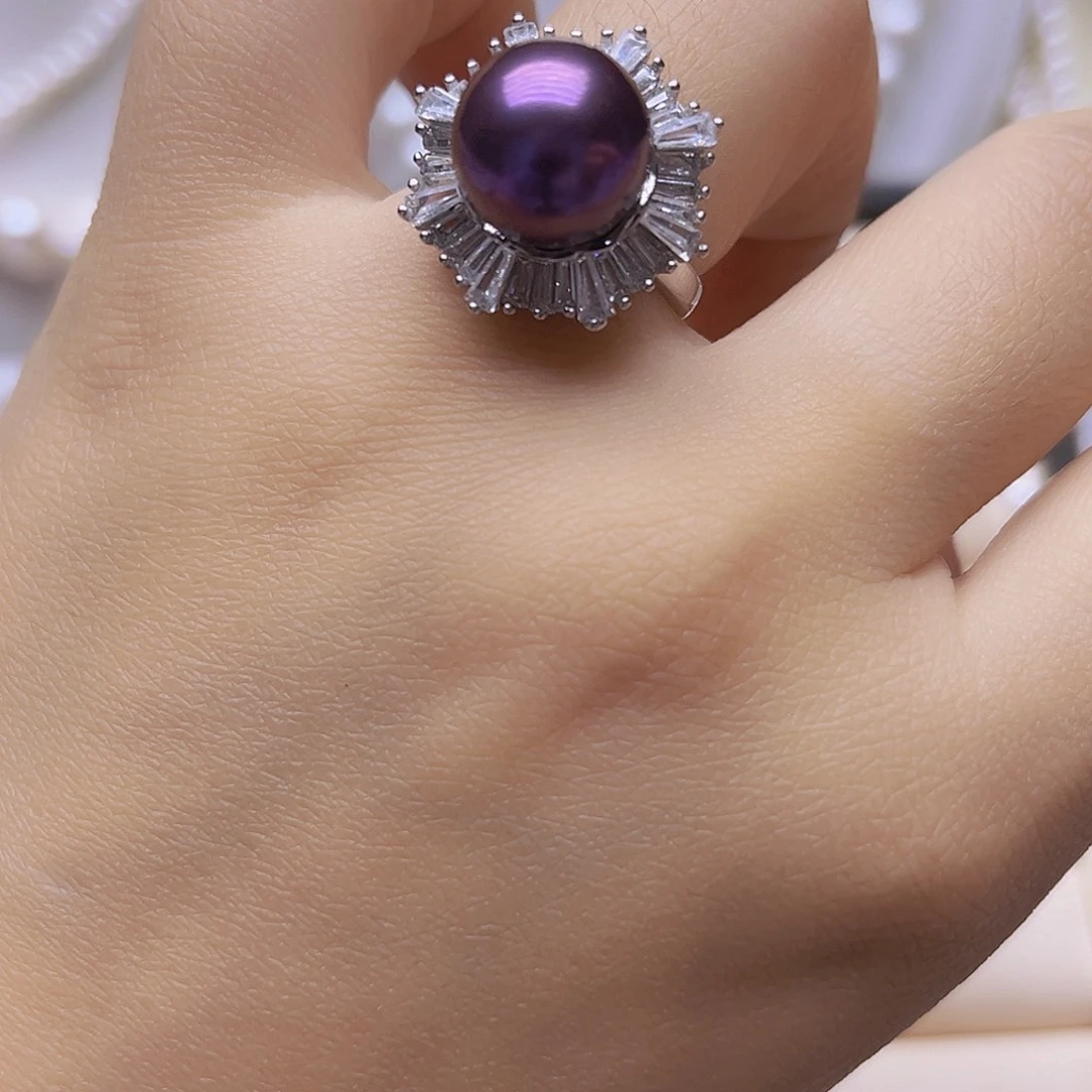 淡水珍珠银S925镶嵌吊坠耳钉