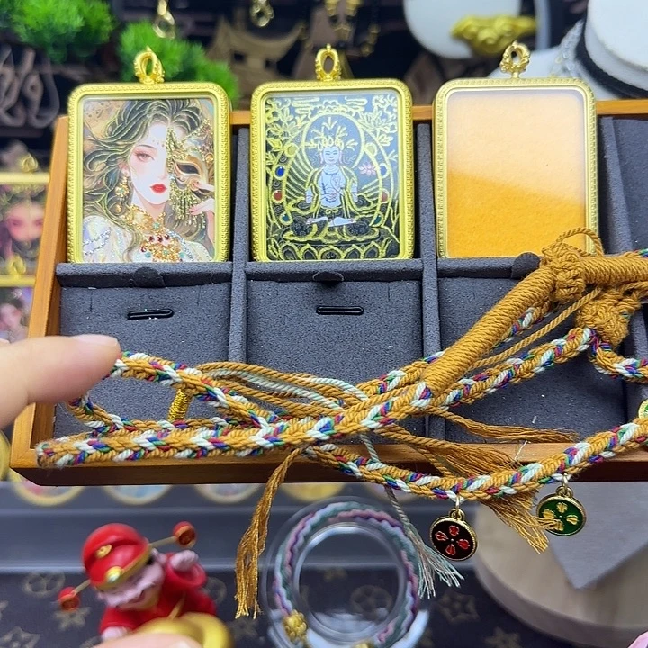 钛钢扎基拉姆➕大势老师➕藏绳双面唐卡