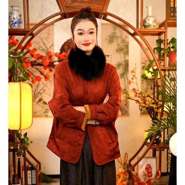 【董小姐-暖冬】！宠粉福利！真丝提花蚕丝棉外套女