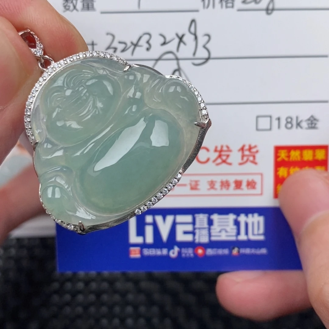 无***妄翡翠银S925镶嵌颈饰佛公