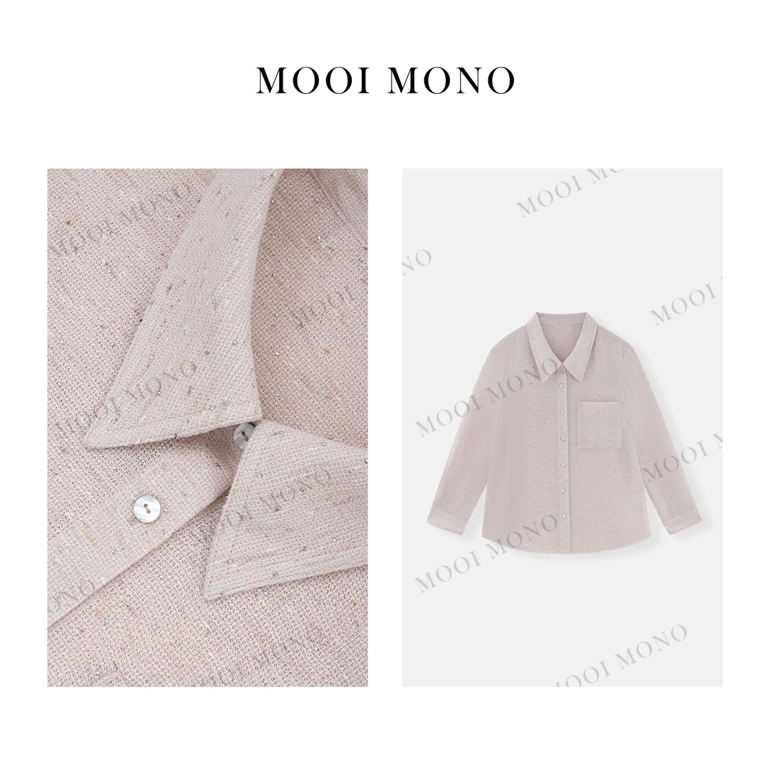 MOOI MONO"清光月影"显瘦时尚气质温柔亮片外搭长袖衬衫 W651S51