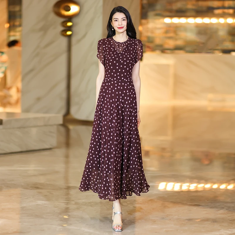 薄纱连衣裙夏季2025新款轻奢高级感气质显瘦裙子女夏时尚减龄长裙