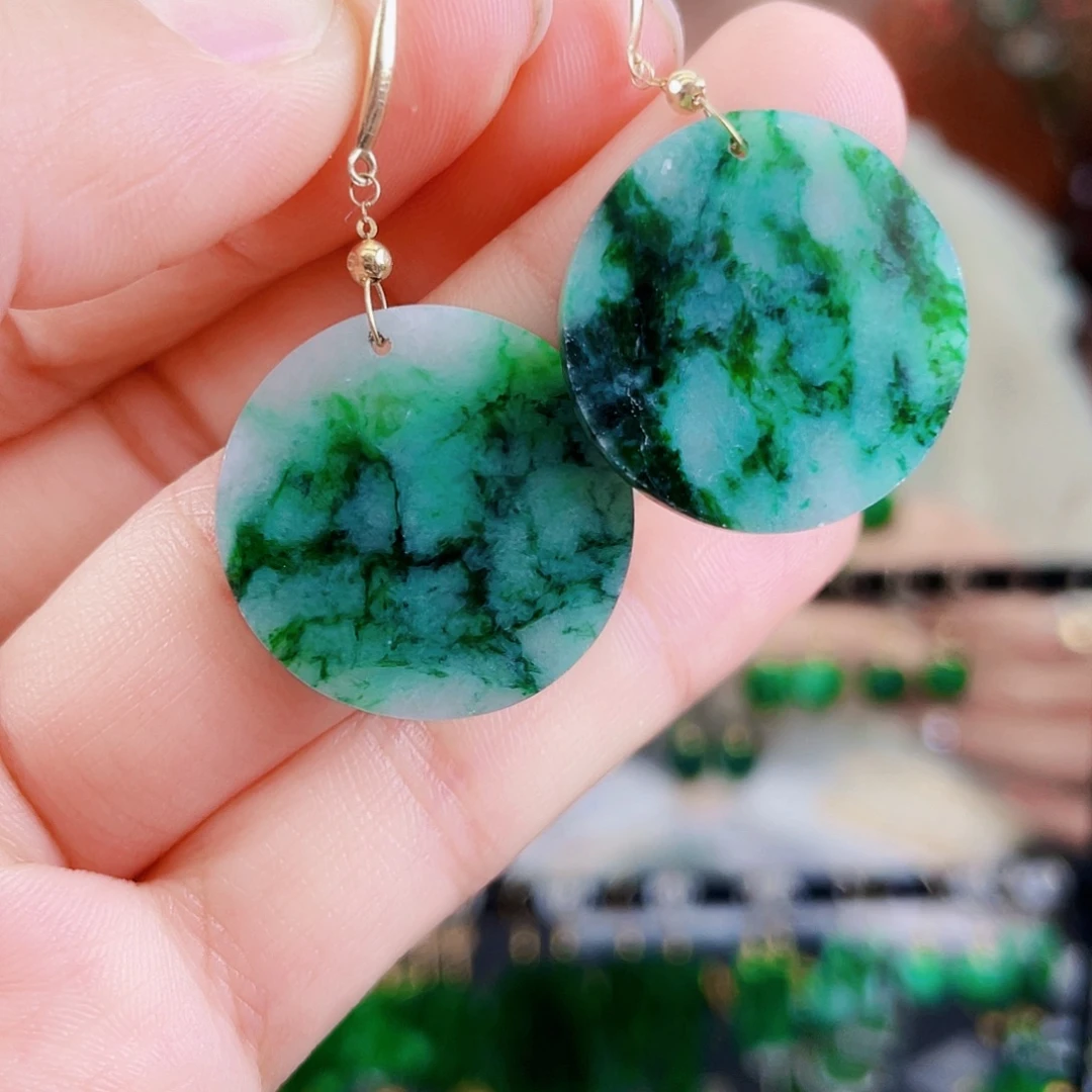 翡翠18K金镶嵌耳饰