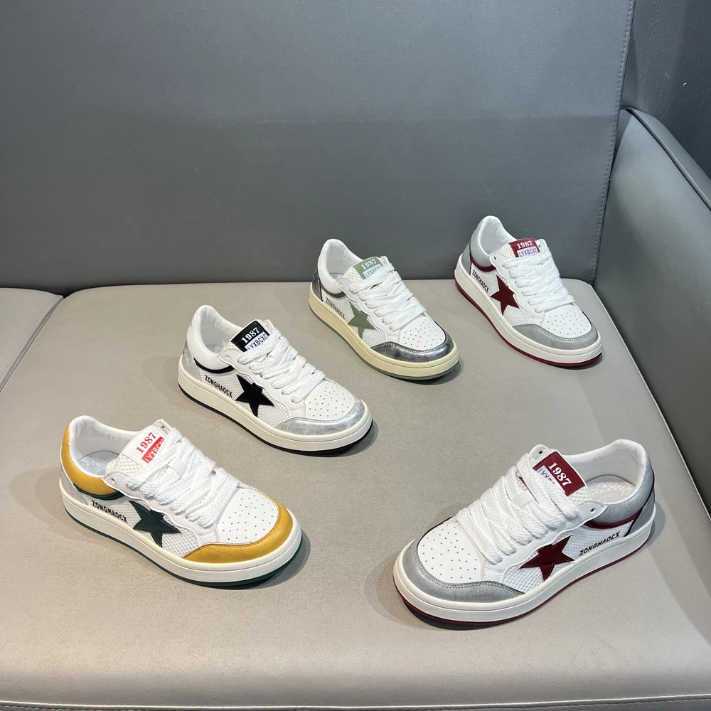 夏季网面透气五角星板鞋时尚运动百搭软底软面舒适男士潮流休闲鞋