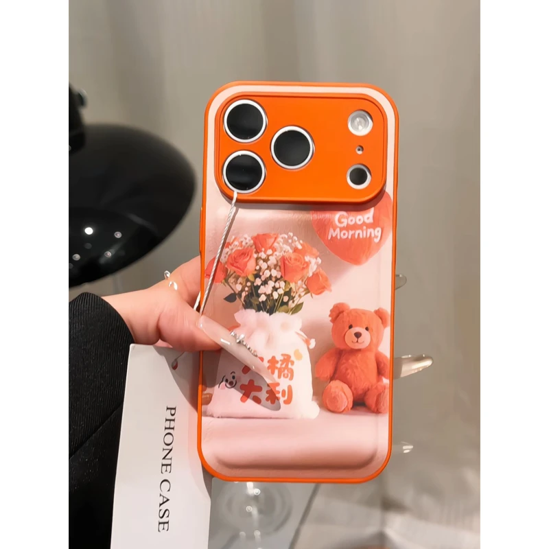 大橘大利适用苹果17p手机壳16PM肤感皮纹oppo华为p80简约小米17女