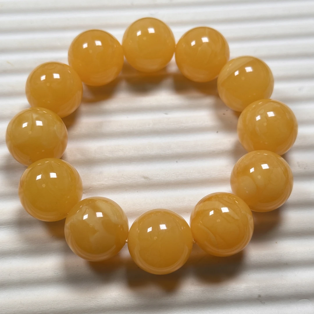 【欣晨珠宝】21+mm焦皮橘红蜡手串纯天然保真蜜蜡素圈