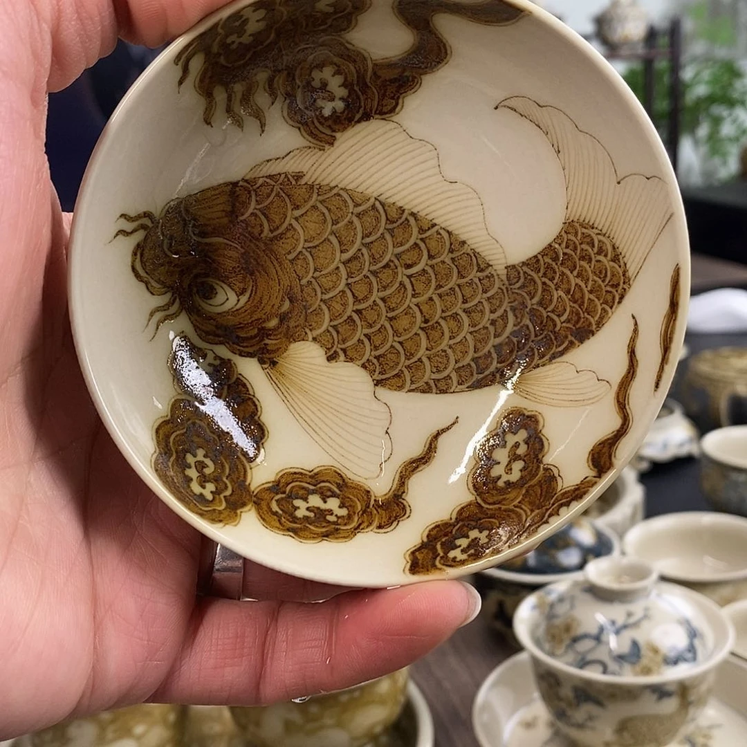 盖碗隔**白景德镇手工手绘茶具