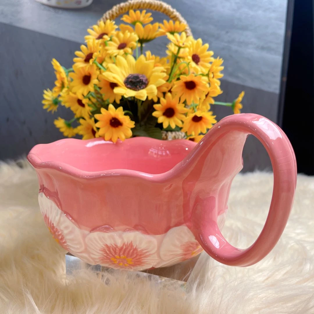 新疆包邮【桃夭】家用手绘釉下彩欧式9寸曲把碗