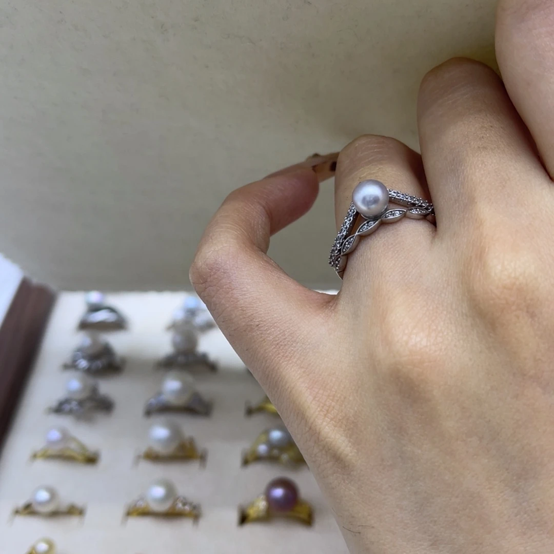 海水珍珠戒指银S925镶嵌