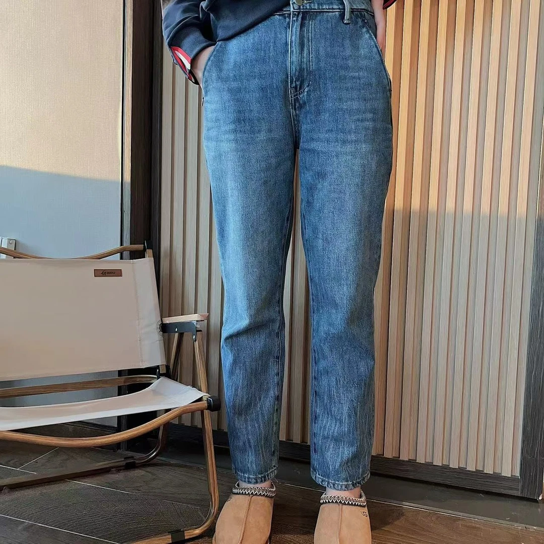 072 & RICE 【蜜月裤】两侧口袋拉链九分直筒牛仔裤 A030 FF