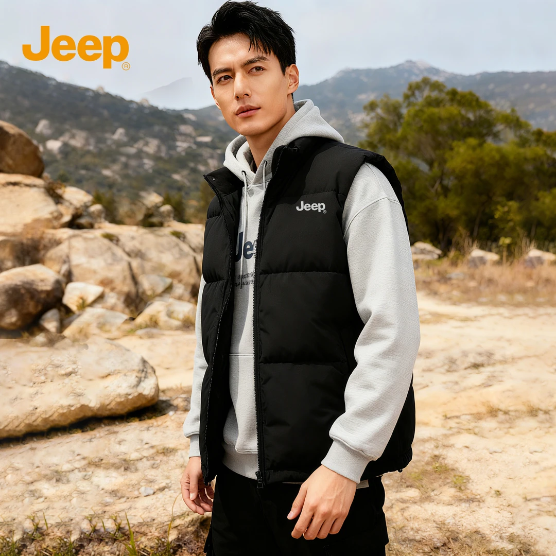 JEEP吉普秋冬2025新款马甲男士立领棉服加厚坎肩背心保暖马夹外套