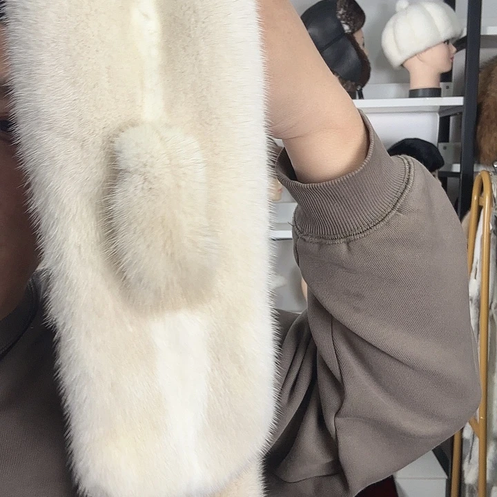 水貂皮珍珠色猫水貂围巾568水貂围巾