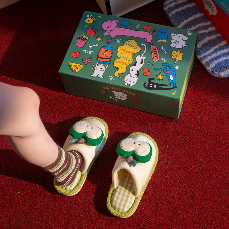 苹果棉拖女2026冬季新款室内居家保暖防滑不臭脚可爱卡通保暖拖鞋