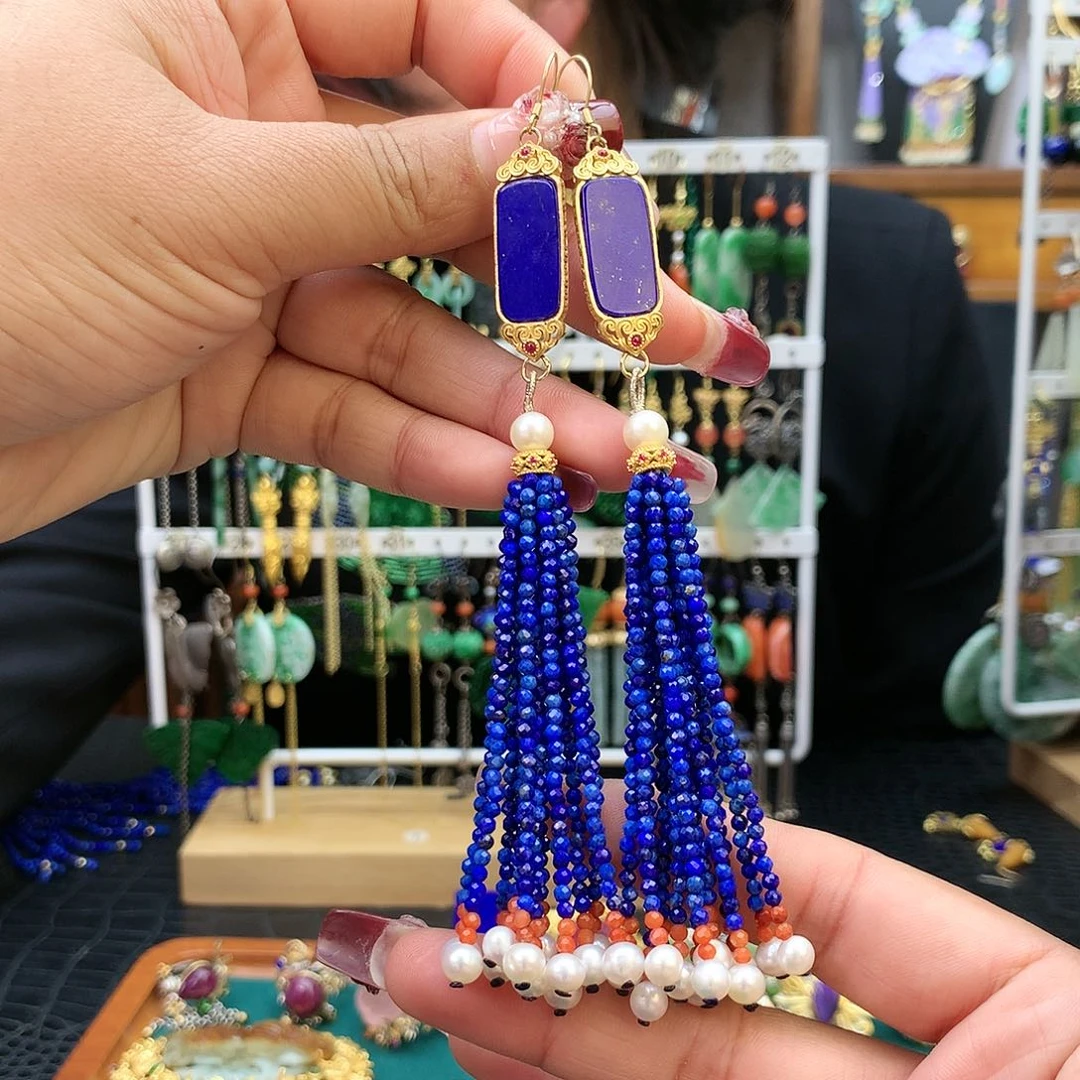 【闪购商品】青金石耳饰银S925镶嵌月*耳坠