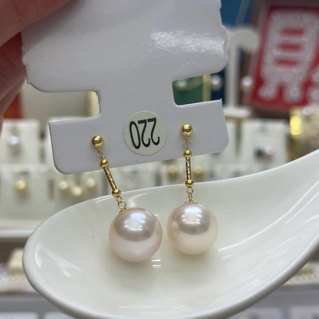 淡水珍珠耳饰18K金镶嵌