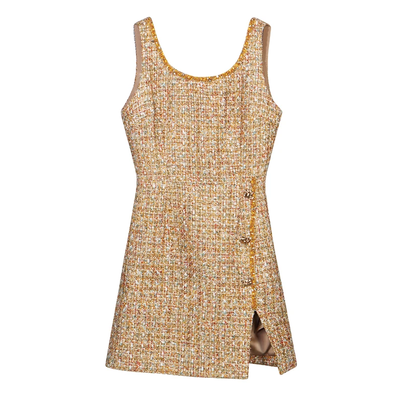 【独设甄选28252】时尚名媛高端气质设计感小香风手工连衣裙