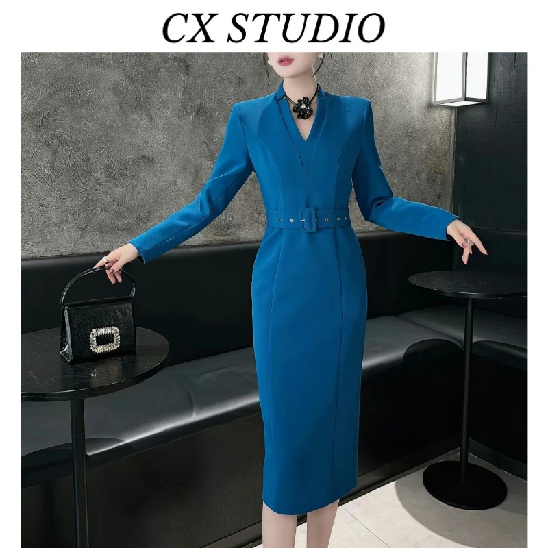 高级感气质连衣裙女秋装新款简约大方时尚高端轻职业包臀裙S6267