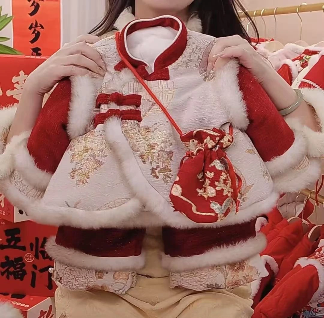 【满庭芳】国风斜襟盘扣毛绒加厚套装