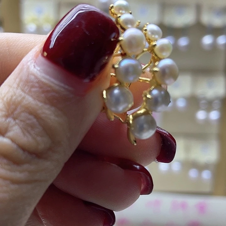 淡水珍珠耳饰银S925镶嵌