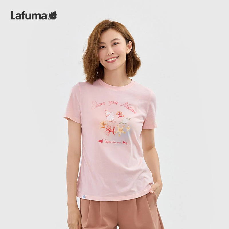 LAFUMA乐飞叶25春夏春印花圆领凉感短袖T恤女士粉色休闲LFTS5BS45