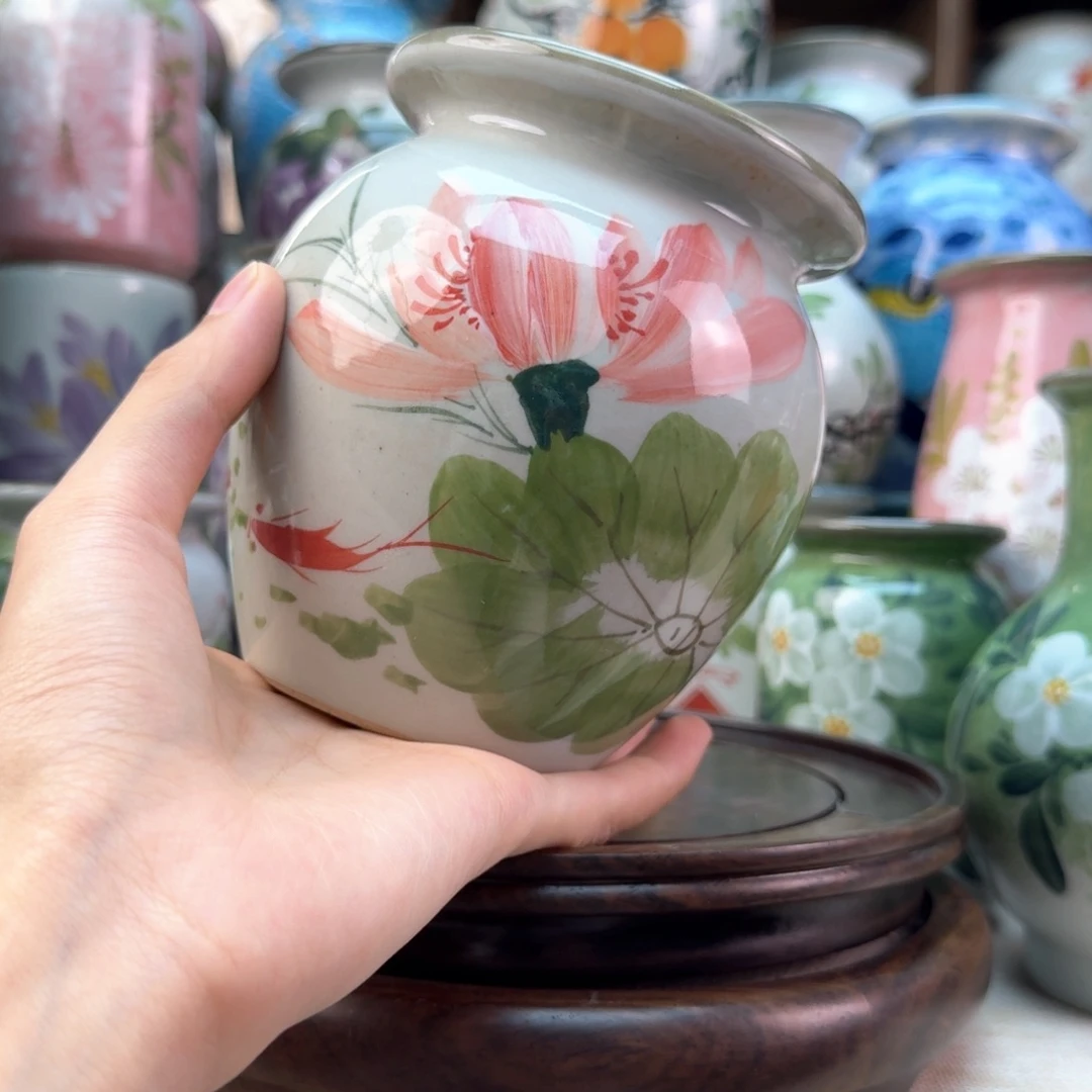 景德镇陶瓷手绘花瓶无孔