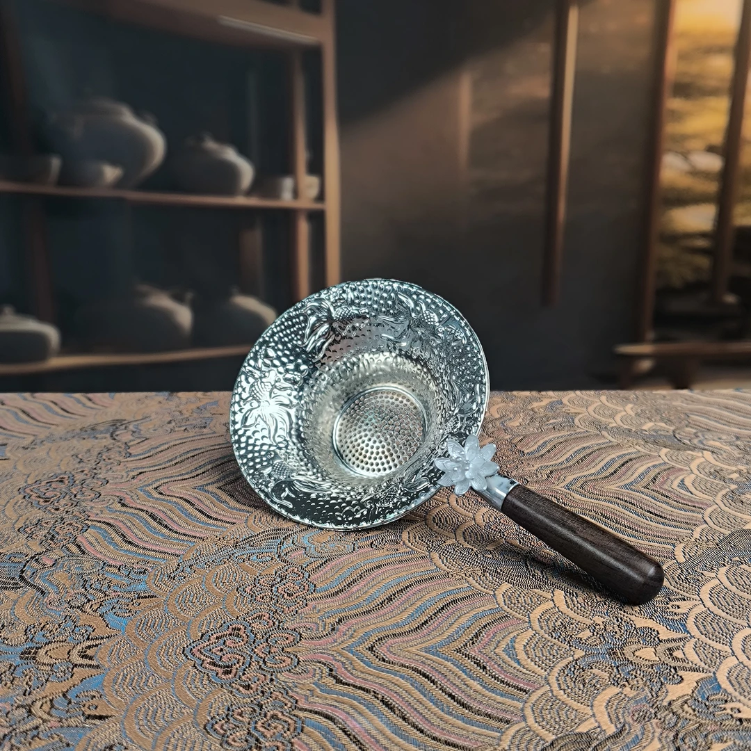 阿七的器 莲花合金木柄茶滤-c23