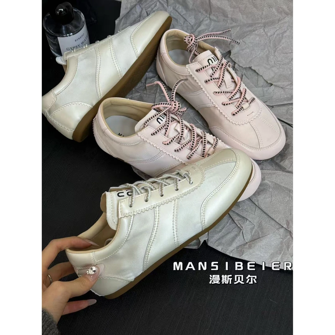 内增高圆头拼接田园风时尚休闲鞋小白鞋女鞋低帮系带 MSBE T017