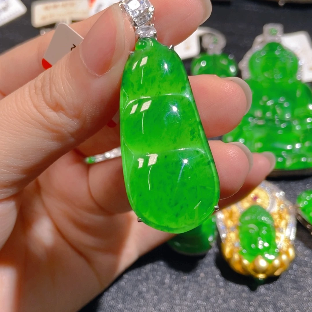 翡翠银S925镶嵌吊坠(不含链)