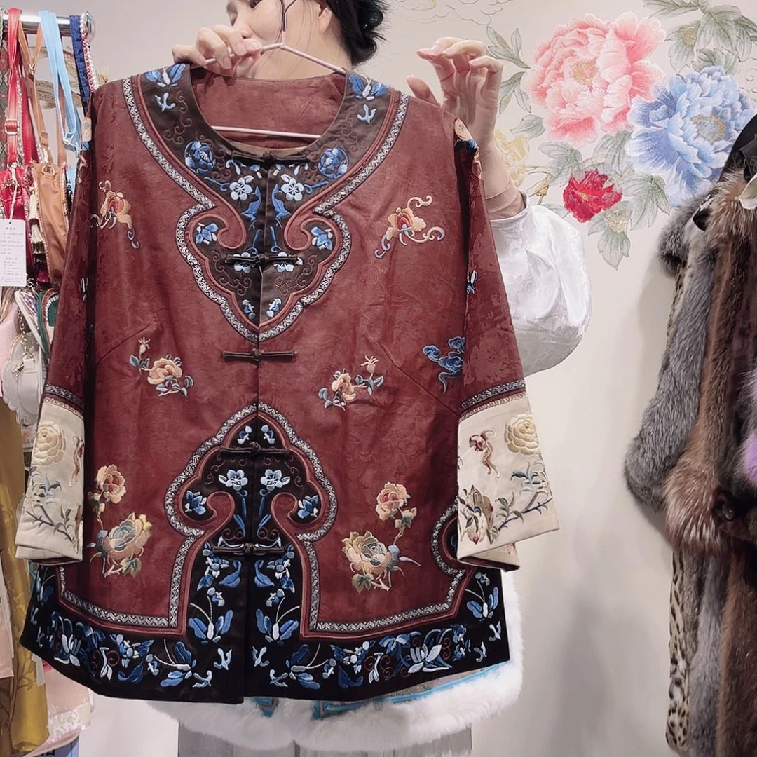 春秋款圆领如意对开百搭香云纱上衣