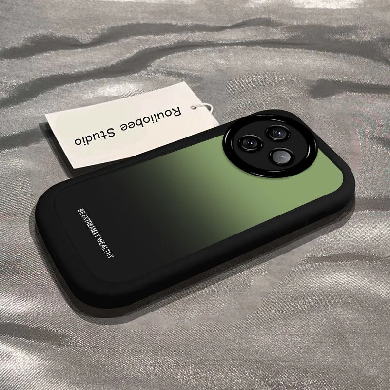 渐变黑绿英文适用红米k80至尊版手机壳80Ultra防摔硅胶泡芙创意保