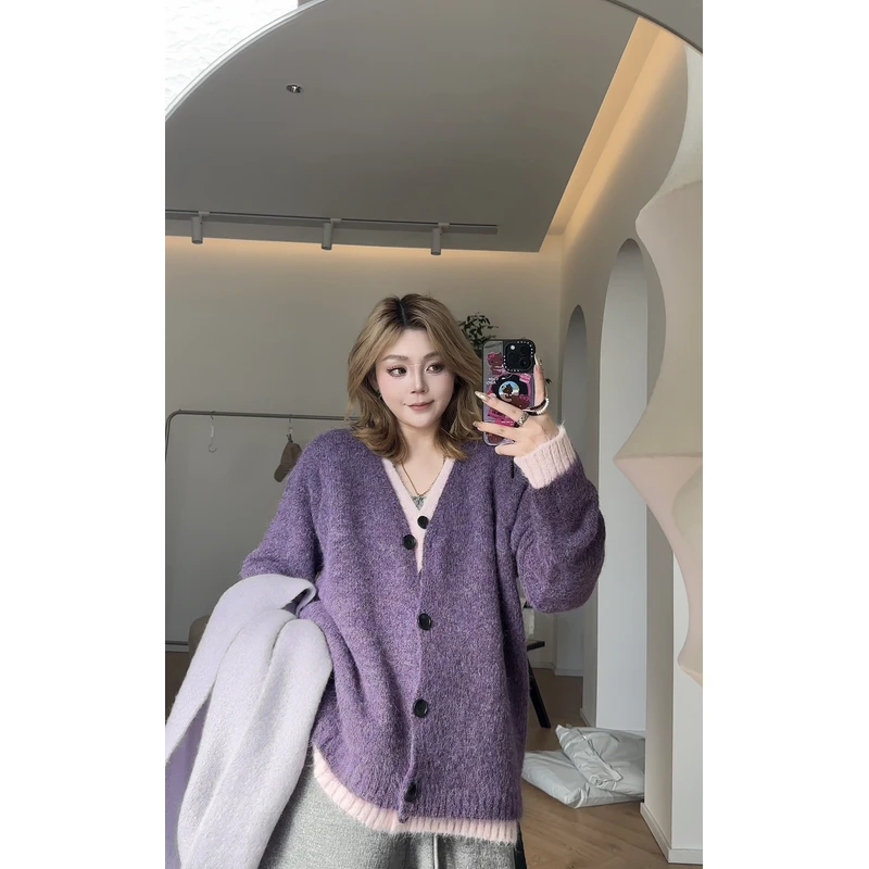 【瘦瘦】北海道初雪-大码秋假两件羊毛慵懒氛围百搭宽松毛衣F0055