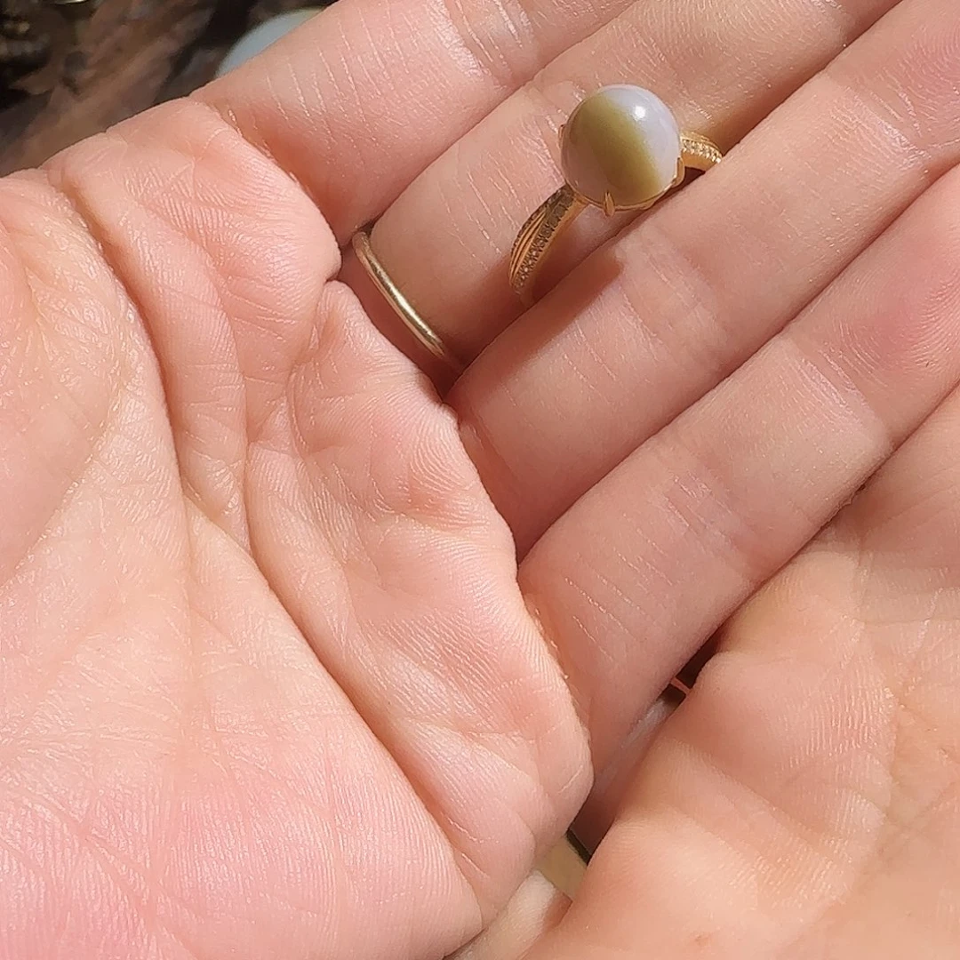 和田玉18K金镶嵌戒指14