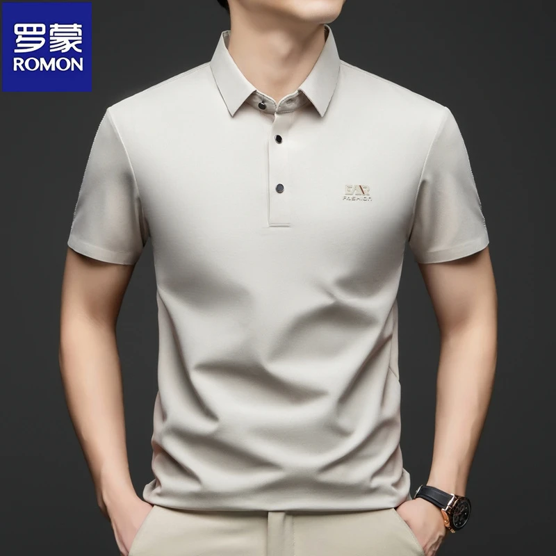 【锦氨冰丝】罗蒙免烫夏季男短袖透气速干清爽翻领POLO商务休闲半袖