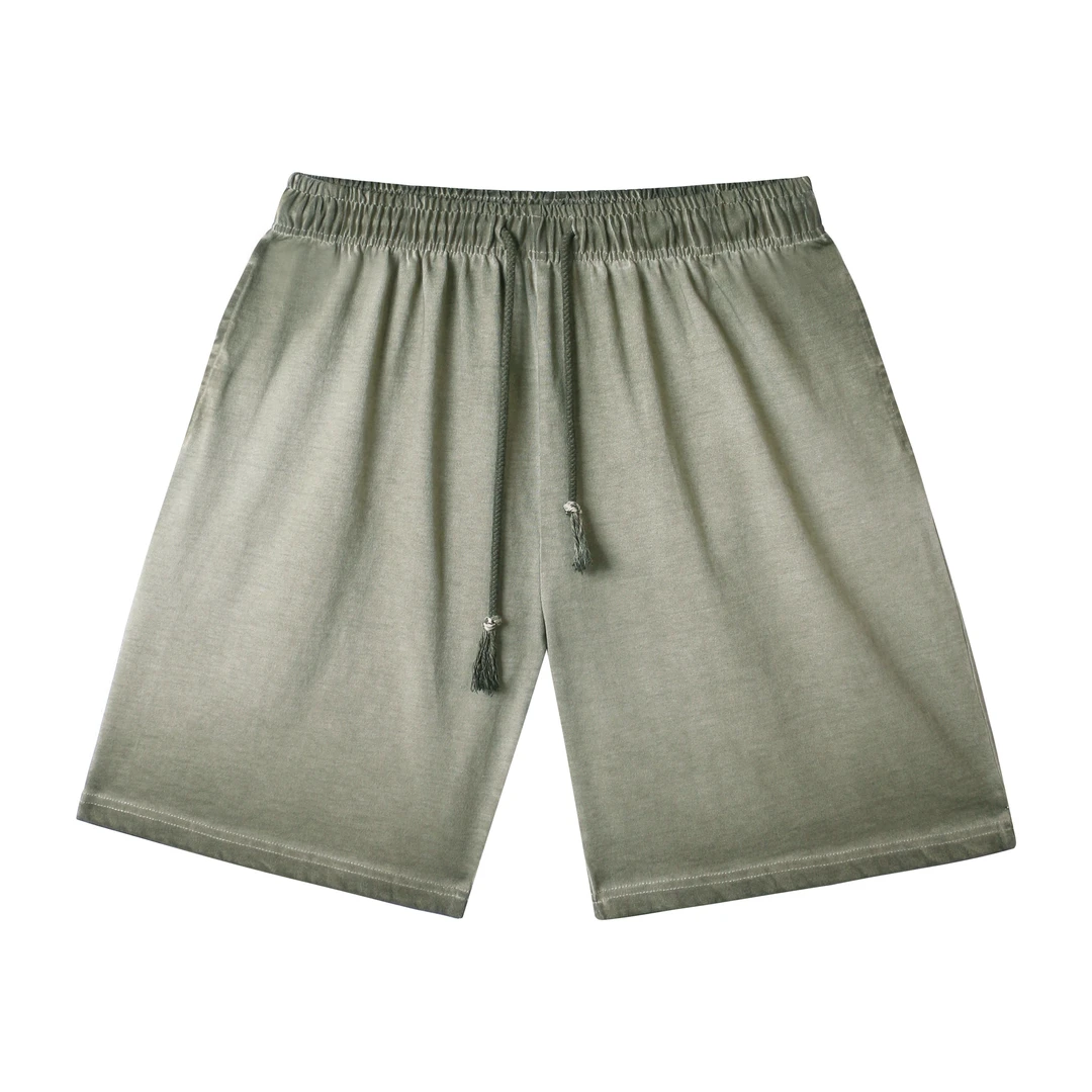 300g重磅纯棉脏脏染复古泛白抽绳情侣休闲短裤ins风男士简约时尚