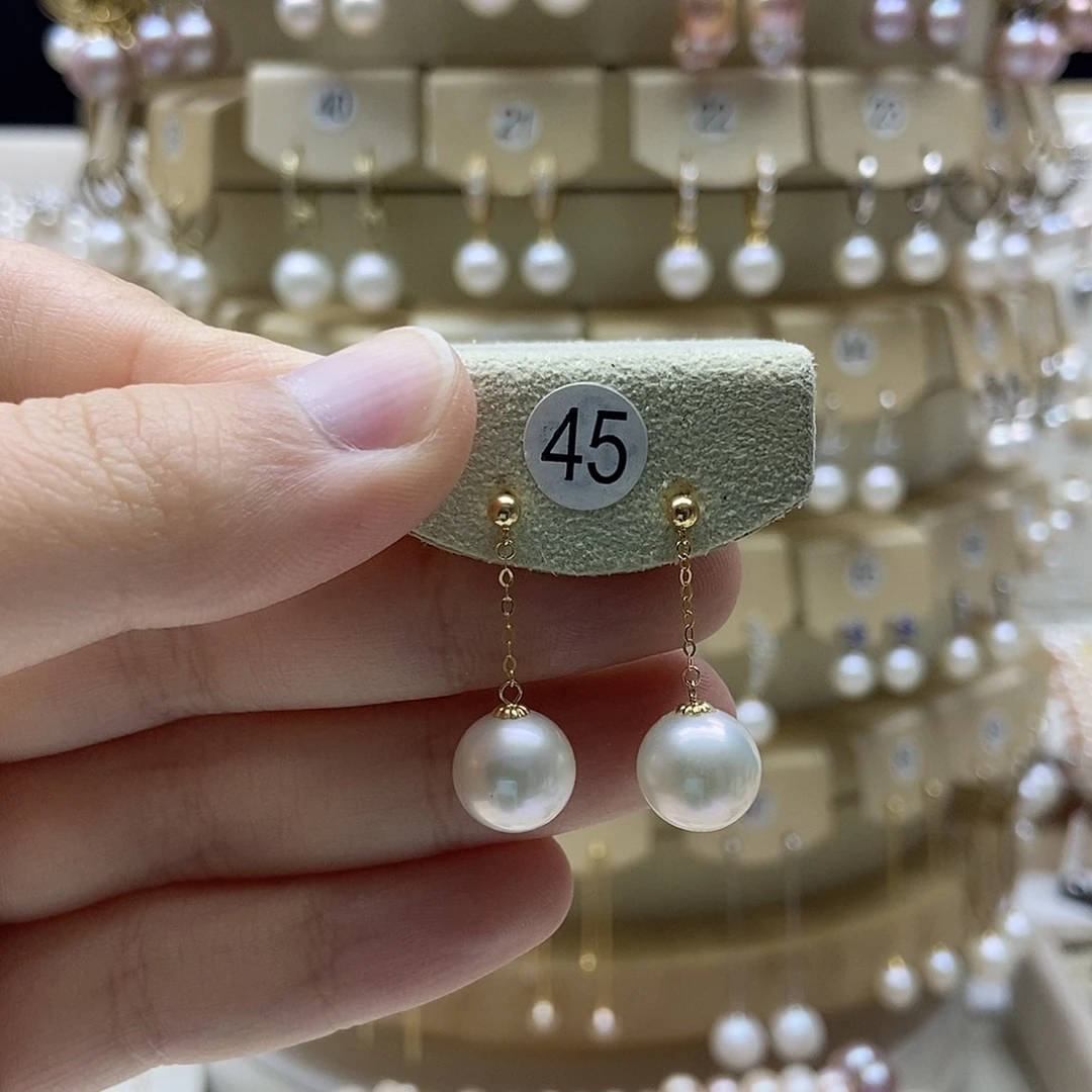 淡水珍珠耳饰18K金镶嵌10
