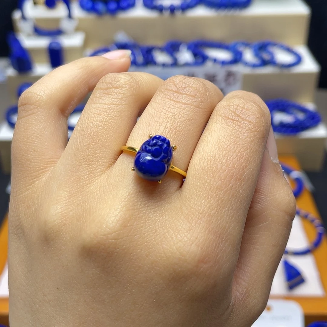 青金石戒指银S925镀金镶嵌