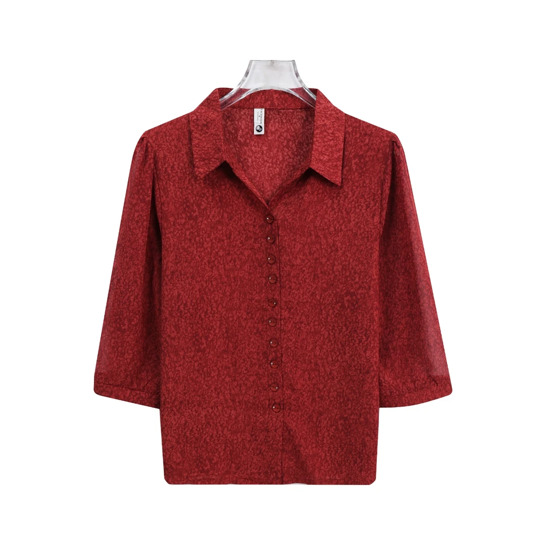 通勤翻领单排多扣休闲透气宽松衬衫A11305