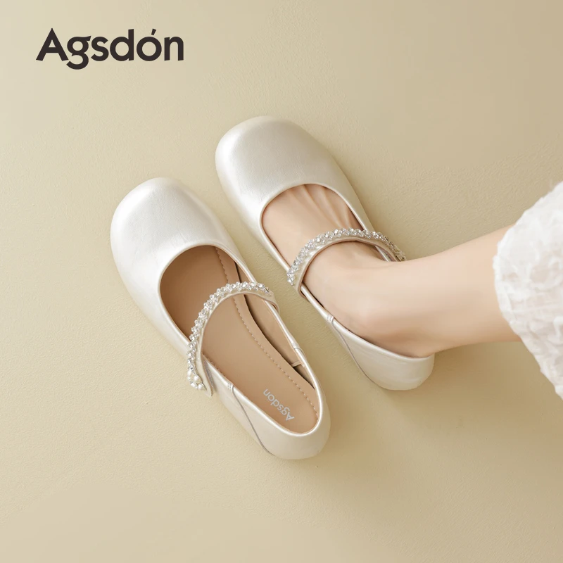 奥古狮登玛丽珍鞋女2025新款夏季绝美不累脚法式小单鞋平底小皮鞋