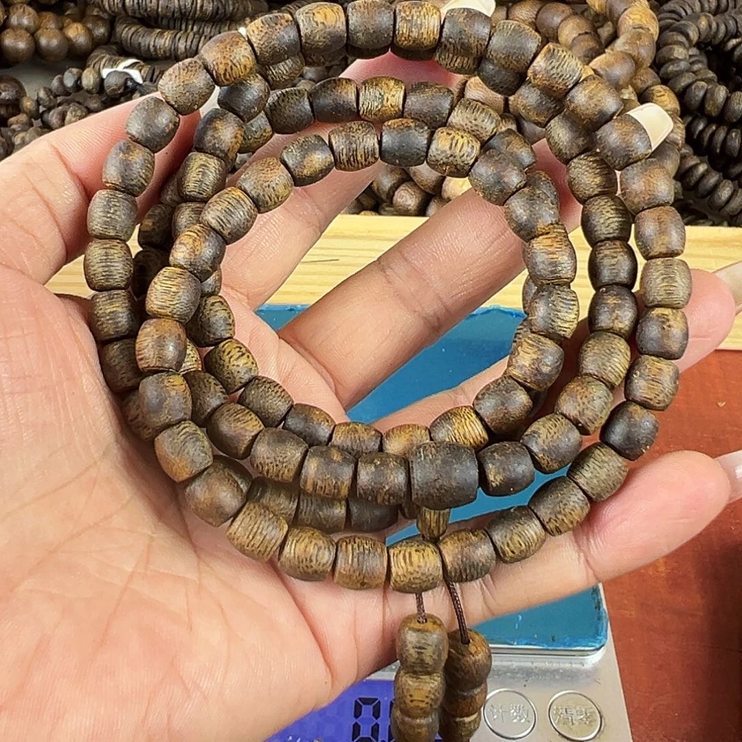 沉香沉香碎屑卡7鼓珠多圈26g沉浮蓝宝石