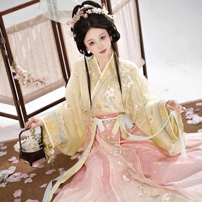 钟灵记【踏花拾春】春日柔美繁花似锦复古传统改良纱衣晋襦八破裙