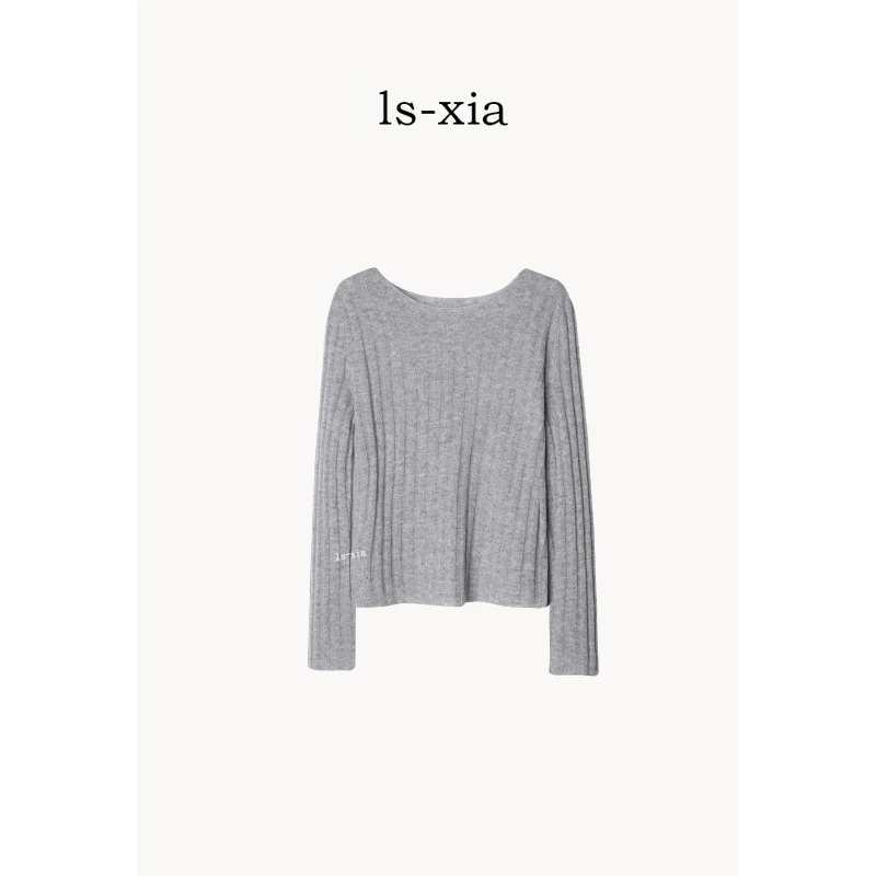 【印象大师】100%羊毛圆宽松长袖领坑条针织衫秋冬新款套头保暖