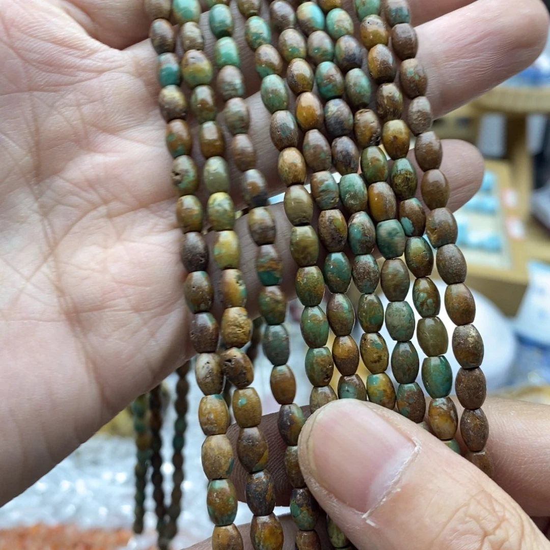 玛瑙/玉髓未镶嵌珠宝半成品一条天然4×6松石米珠X116