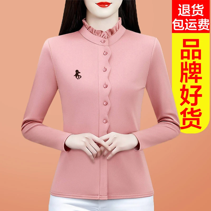 2025秋冬新款一体双面德绒半高领长袖气质时尚百搭保暖上衣