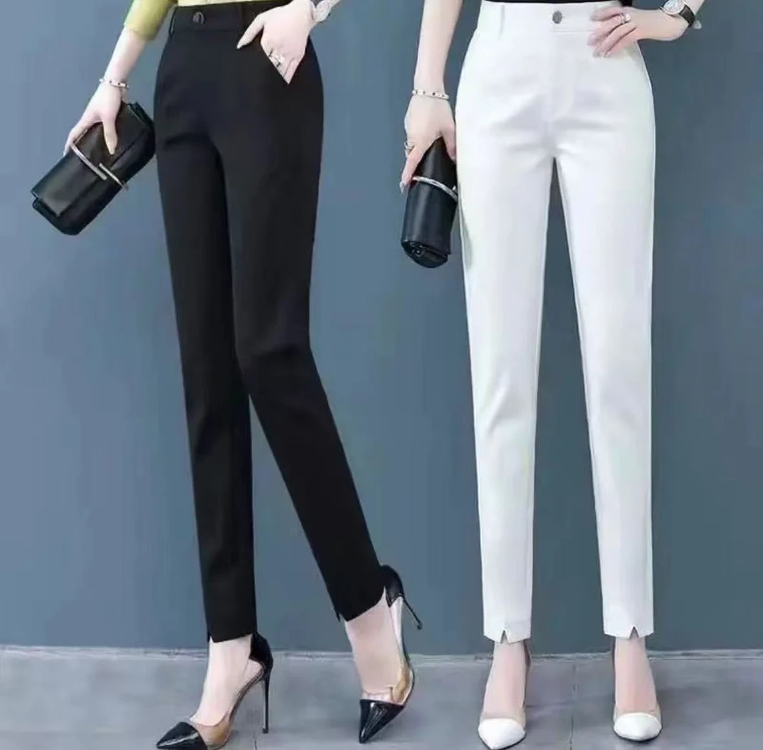 春新款2025哈伦裤高腰显瘦弹力垂感百搭时尚休闲小脚裤女黑色九分