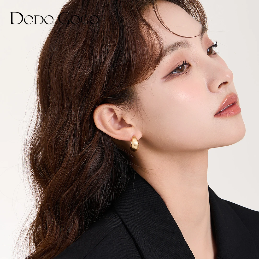 DODOGOGO 合金耳饰 时尚复古百搭小众简约几何素款高级感圈圈耳扣