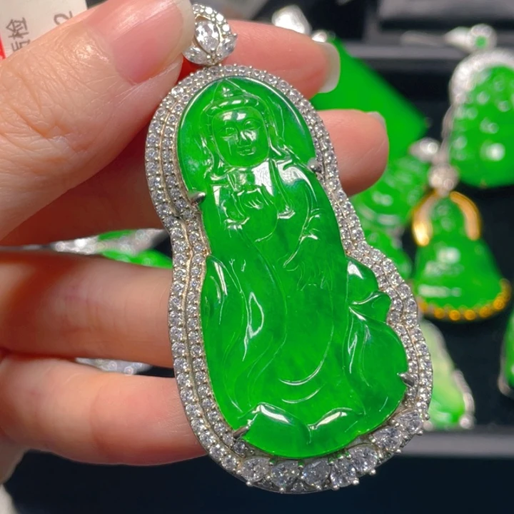 翡翠银S925镶嵌吊坠(不含链)