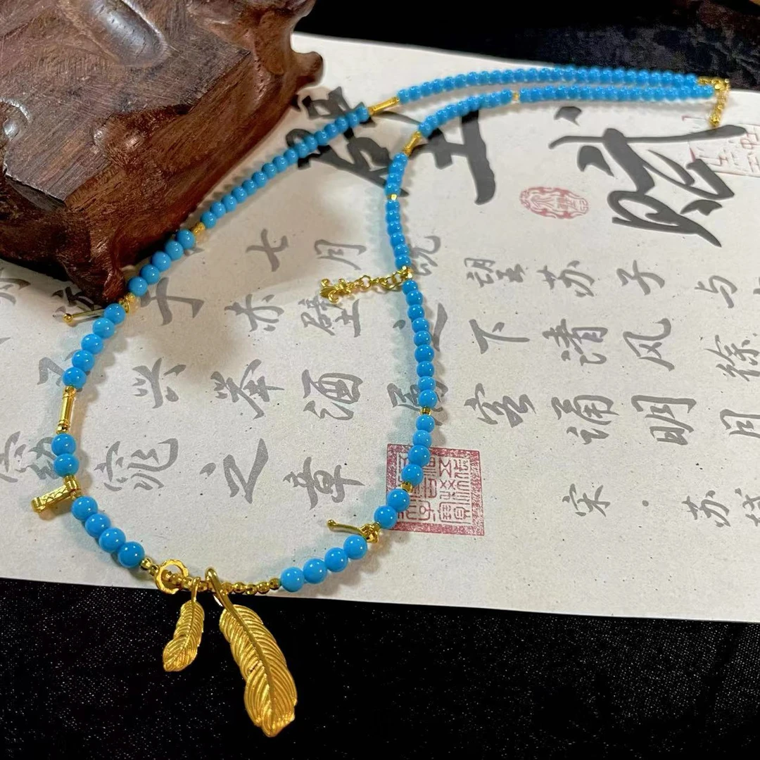 睡美人美松●18K金镶嵌绿松石项链长约46cm多样性发其一#8834