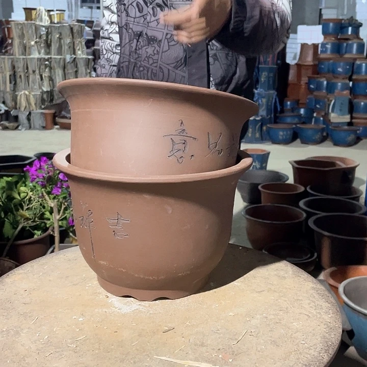 紫砂平角花盆花盆25+25