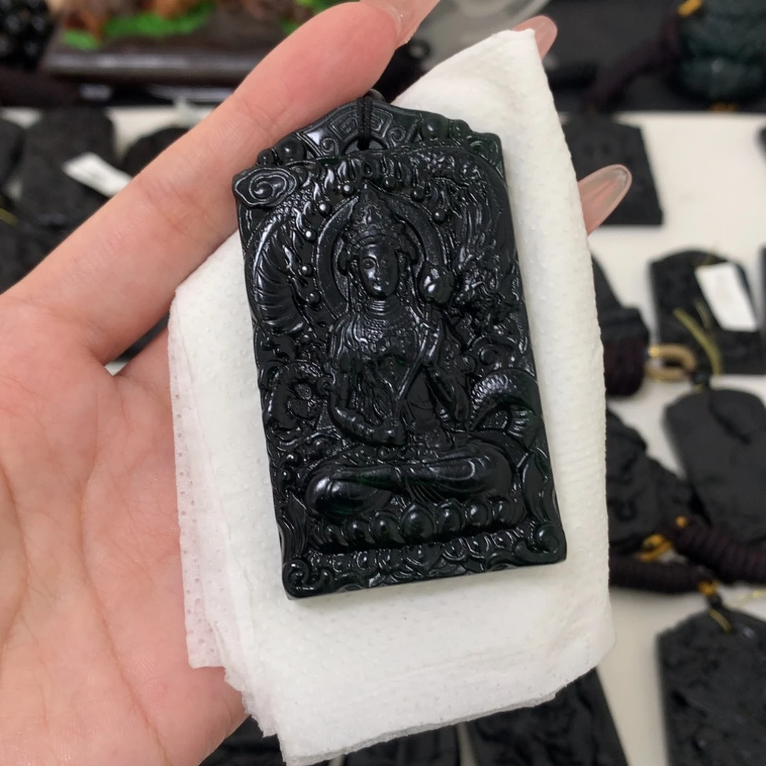 好***）天然缅甸a货钢琴黑挂件