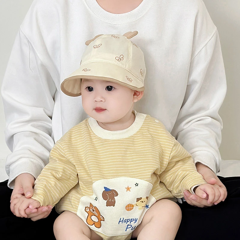 婴儿帽子春秋女童可爱大檐太阳帽纯棉春天宝宝透气薄款遮阳帽